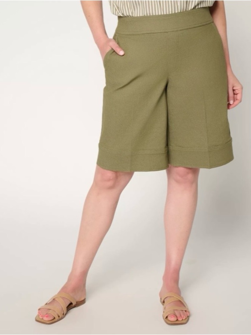 Martha Stewart Olive Green Knit Bermuda Shorts